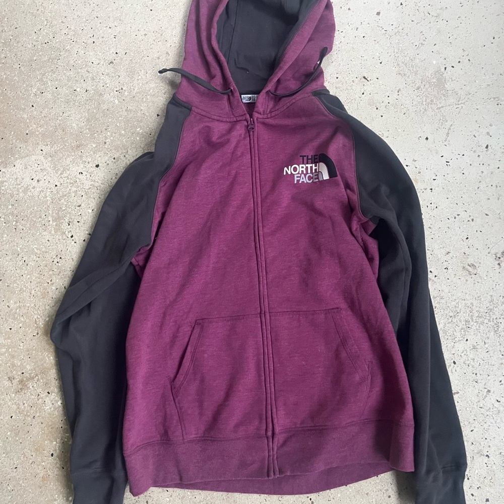 North Face full zip hoodie - color block gray and purple Size XL